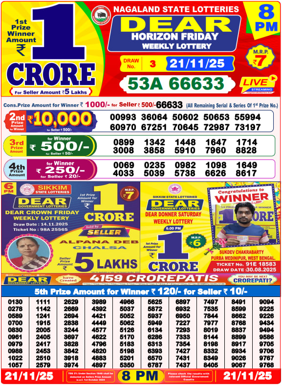Sambad Lottery Result Today 8 PM